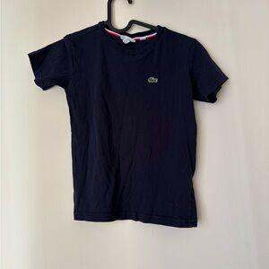 Lacoste Short Sleeve Crew Tee in Navy with Green Crocodile